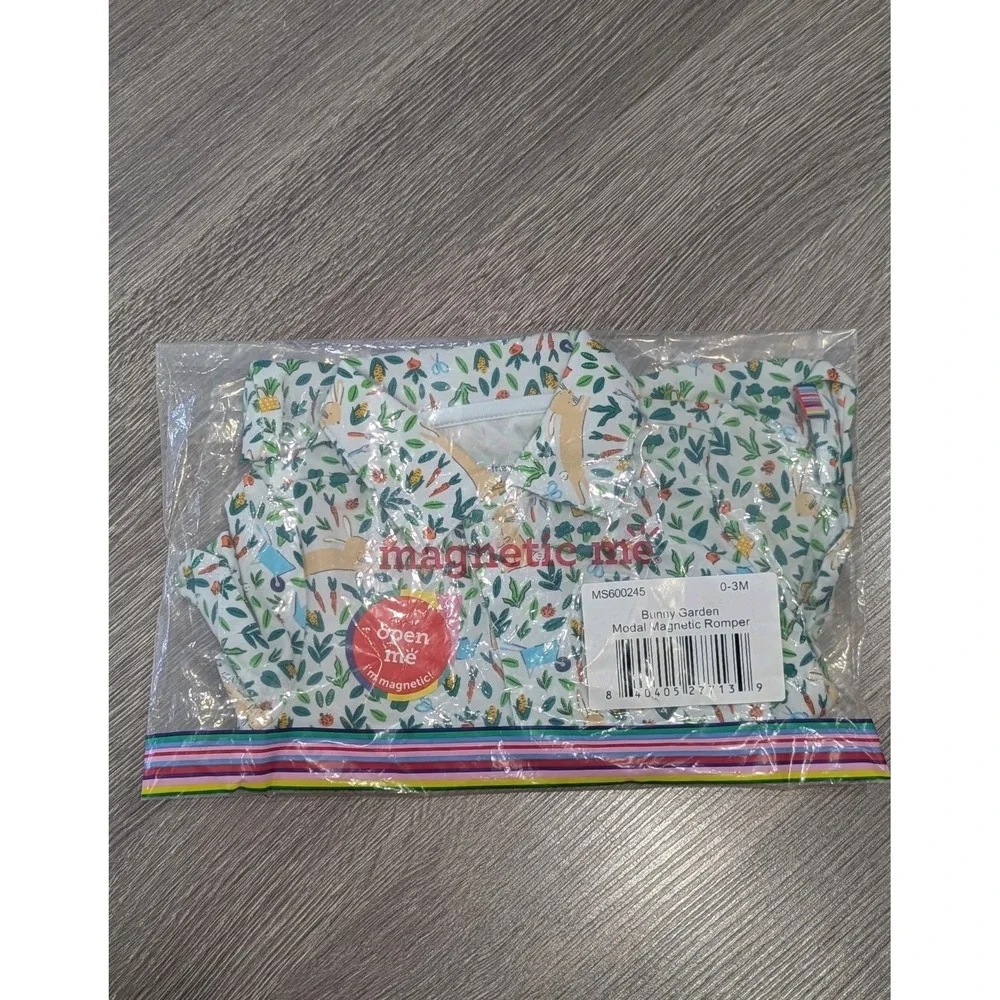 NWT Magnetic Me Bunny Garden Magnetic Modal Romper NB-3M